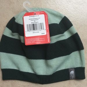 New Men’s North Face Green Striped Beanie